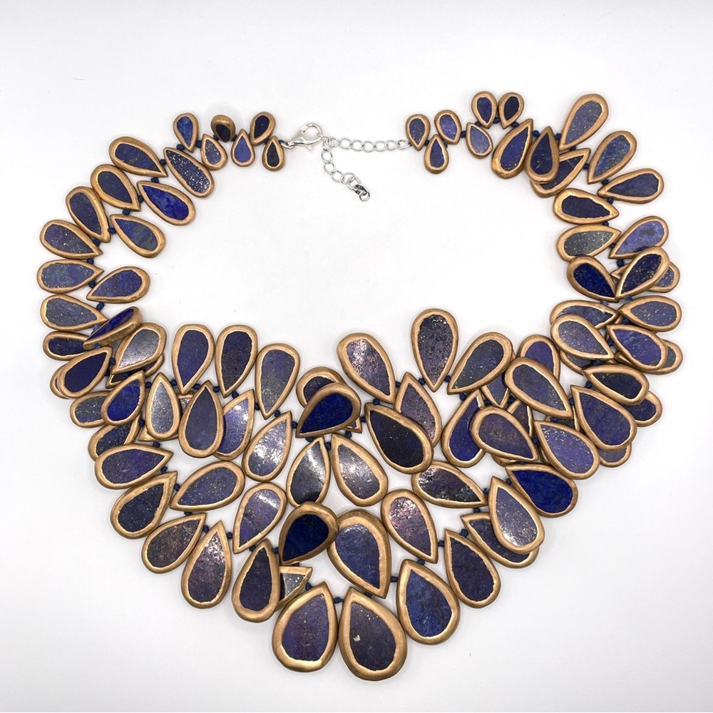 Rarities Carol Brodie African Lapis 2 Strand Statement Necklace RETIRED RARE - Picture 9 of 16